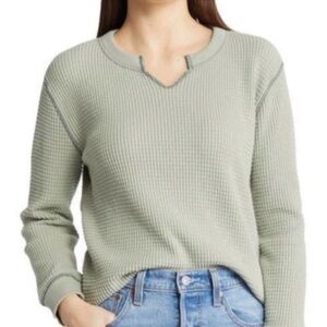 Madewell Waffle Split Neck Crop